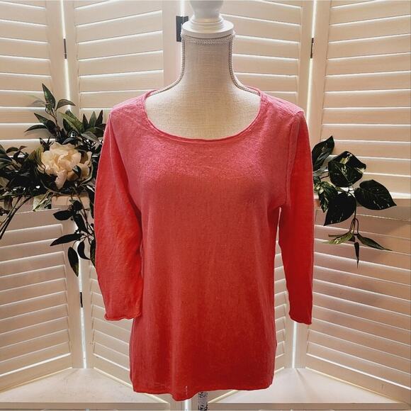 EILEEN FISHER LINEN ORANGE TOP SIZE LARGE - Picture 1 of 6
